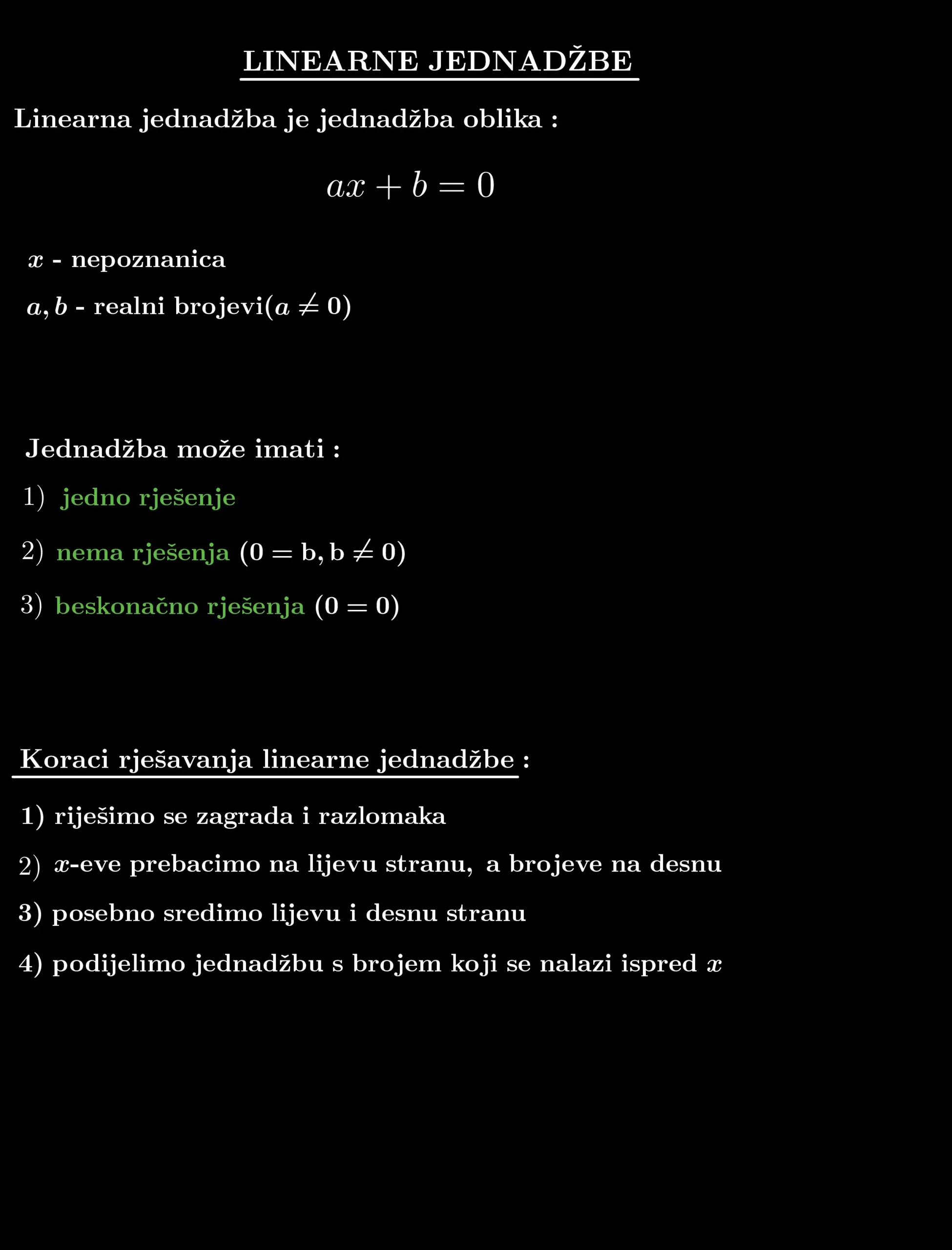 Formule: Linearne jednadžbe, stranica 1
