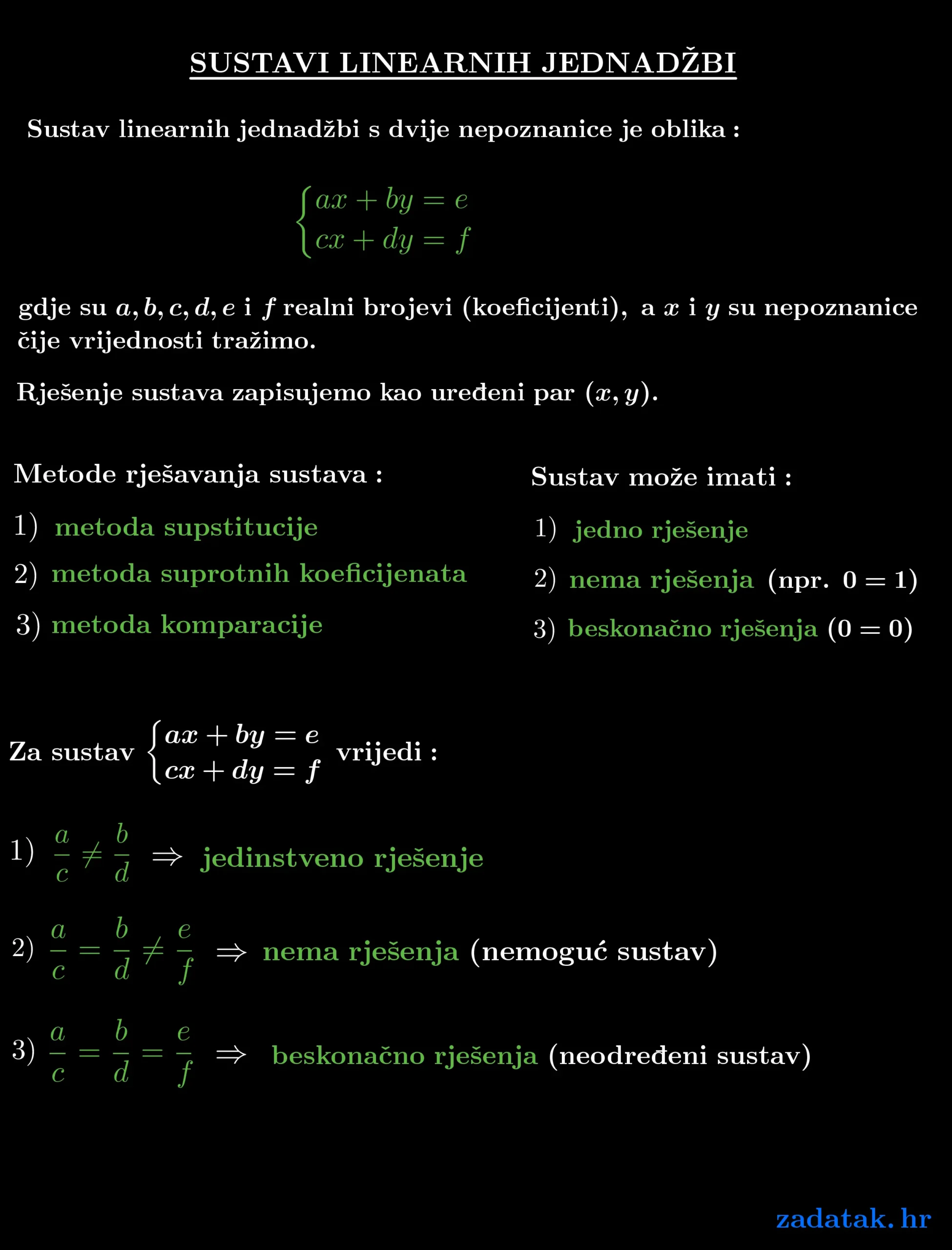 Formule: Sustavi linearnih jednadžbi, stranica 1